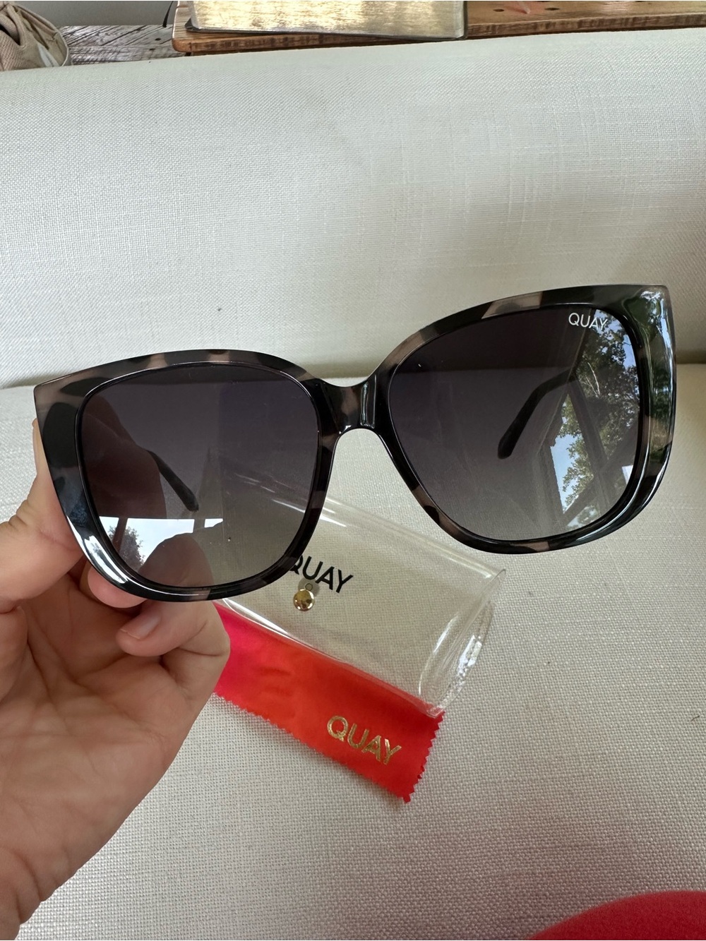 Quay Australia Ever After Oversized Tortoise Sunglasses w/ Case